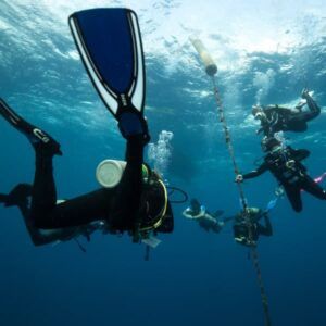 un grupo de buceadores haciendo ejercicios para el Advanced Open Water Diver
